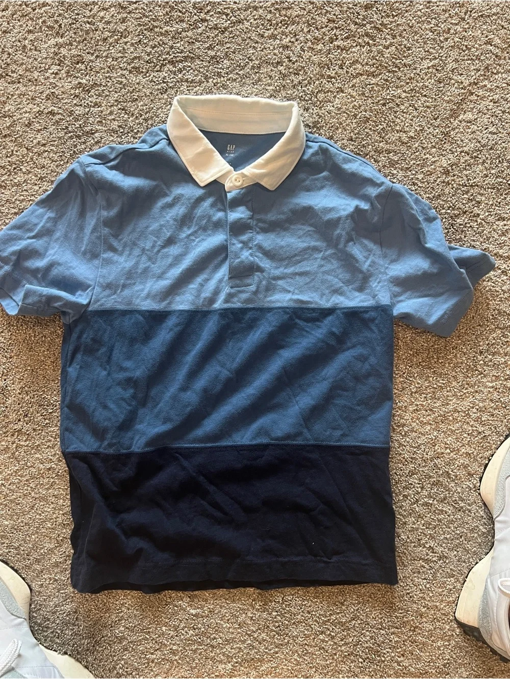 Gap Kids Colorblock Polo Shirt in Light Blue and Navy XL 12